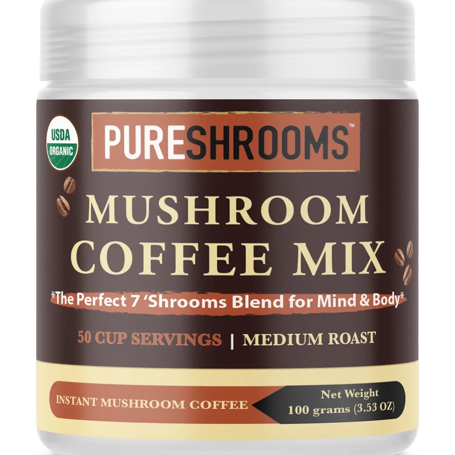 PURESHROOMS - Perfect 7 Mushroom Coffee Mix - Mushroom Coffee & Tea