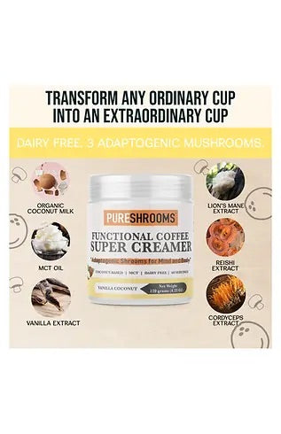 PureShrooms Functional Super Coffee Creamer (Vanilla) - Mushroom Coffee & Tea