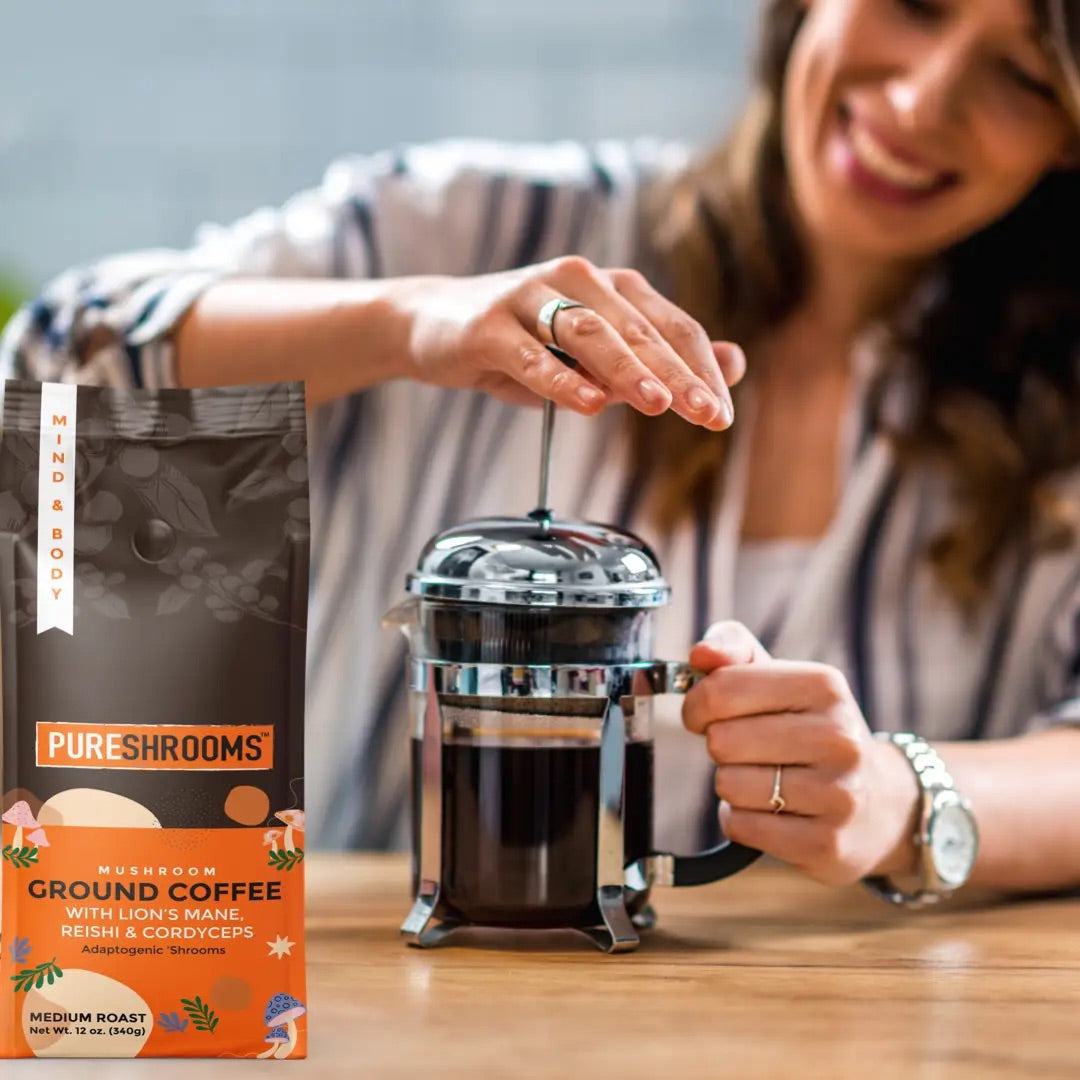 PureShrooms Mind & Body Mushroom Ground Coffee - Mushroom Coffee & Tea