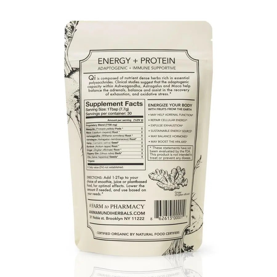 Anima Mundi Apothecary Qi ENERGY & PROTEIN - Mushroom Coffee & Tea