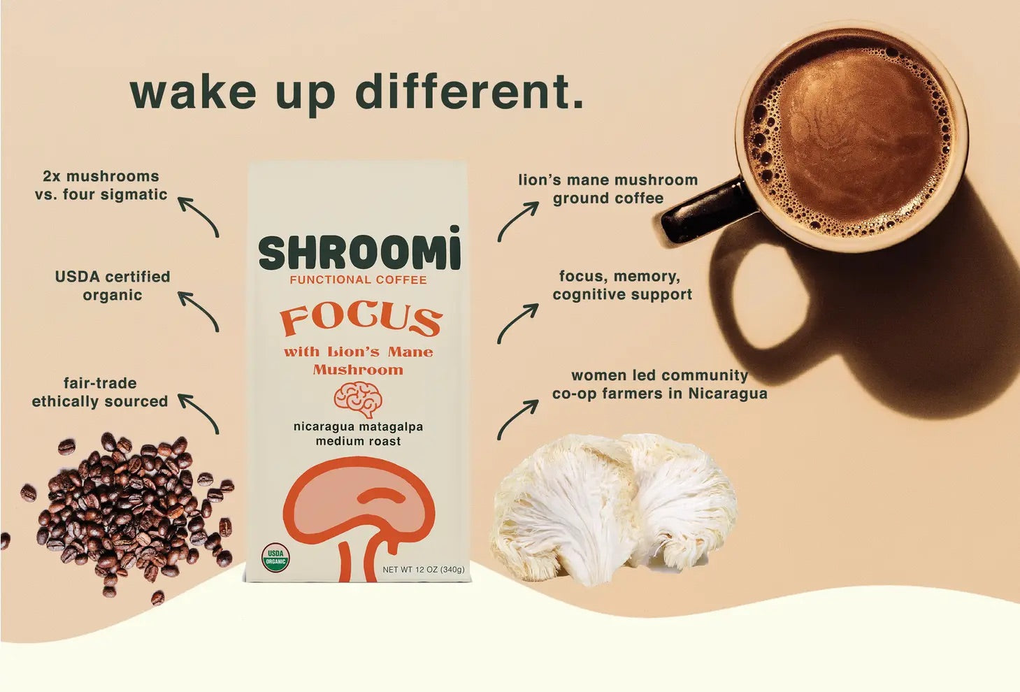 Shroomi Mushroom Coffee with Lion's Mane, Reishi and Chaga - Mushroom Coffee & Tea