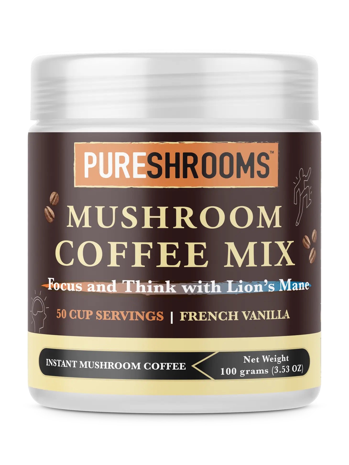 PureShrooms French Vanilla Mushroom Coffee w/ Lion's Mane - Mushroom Coffee & Tea