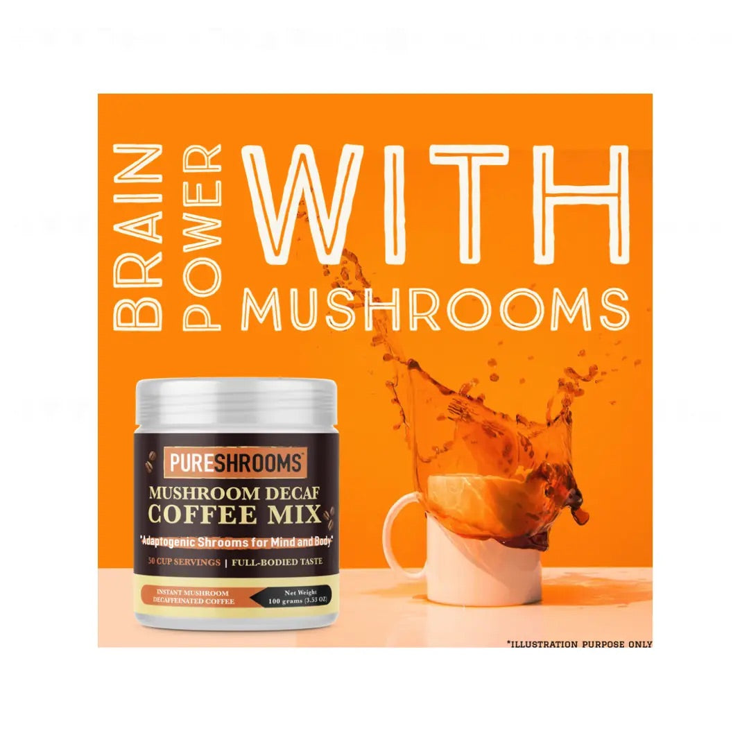 PURESHROOMS - Mushroom Decaf Coffee w/ Lion’s Mane & Cordyceps - Mushroom Coffee & Tea