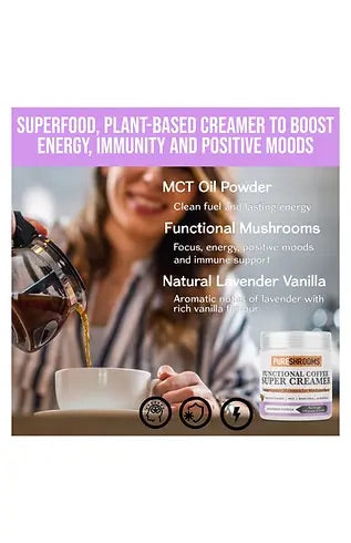 PureShrooms Functional Super Coffee Creamer Lavender Vanilla - Mushroom Coffee & Tea